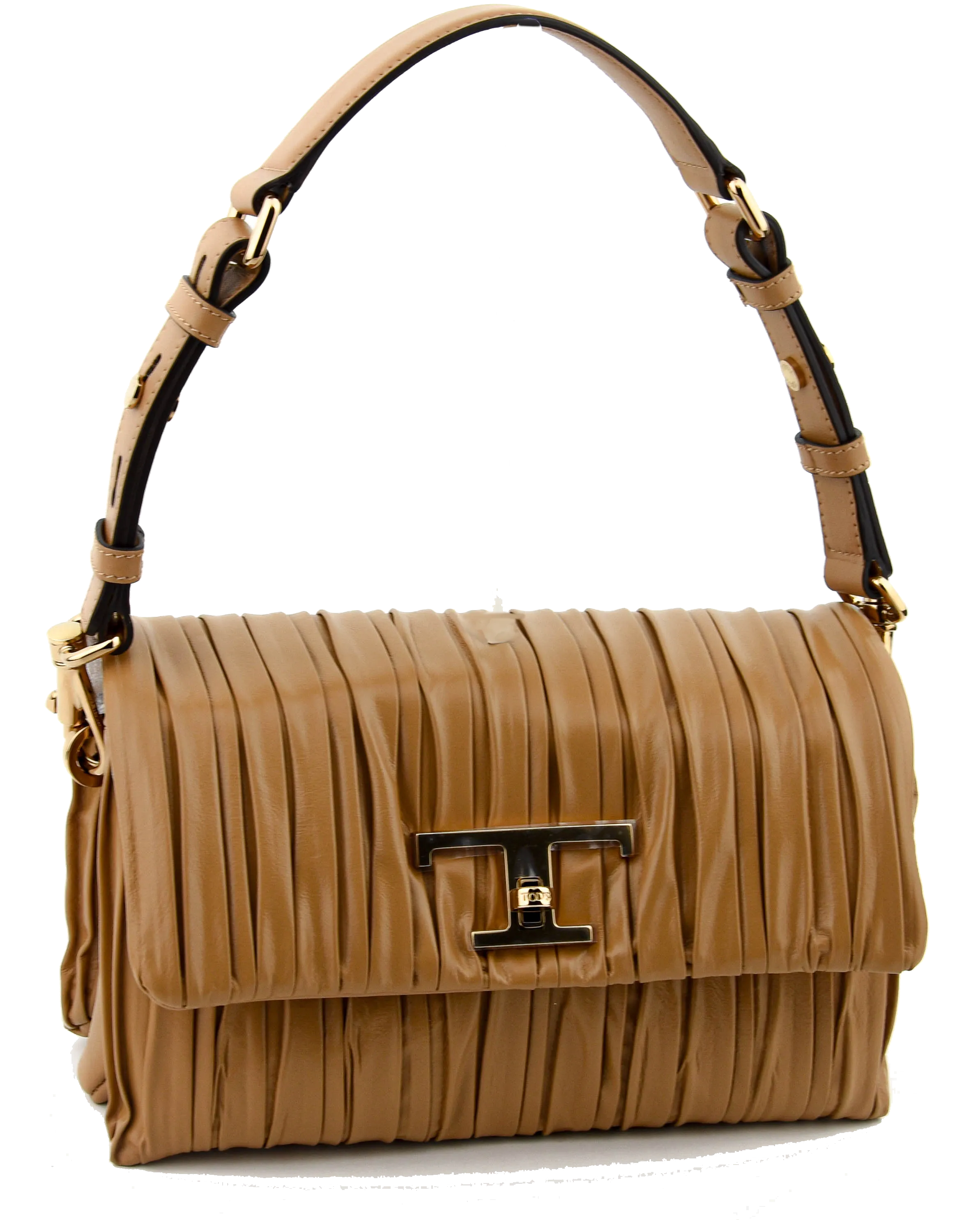 TODS T TIMELESS FLAP BAG IN CAMEL