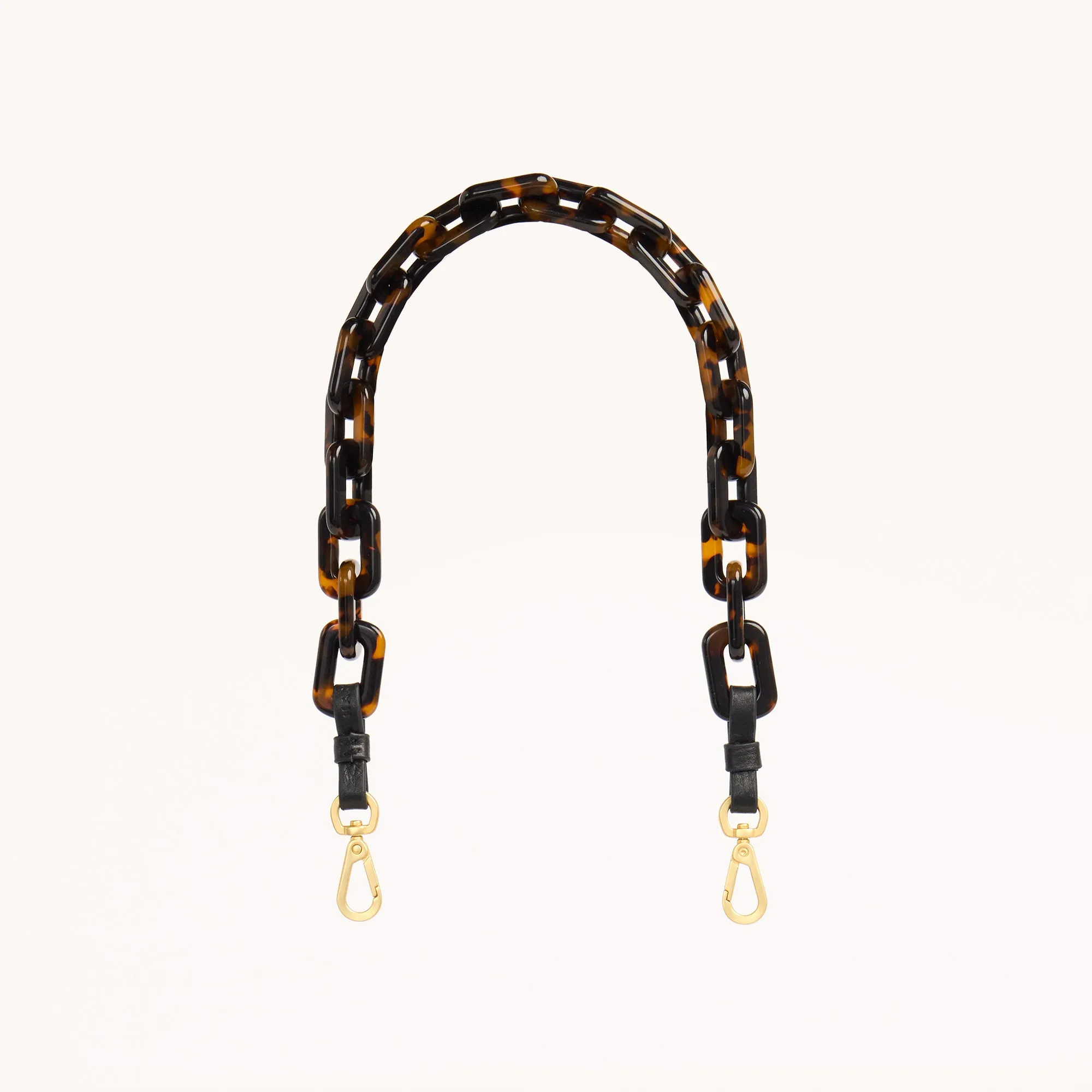 Tortoise Shell Shoulder Strap | Black/Brushed Gold