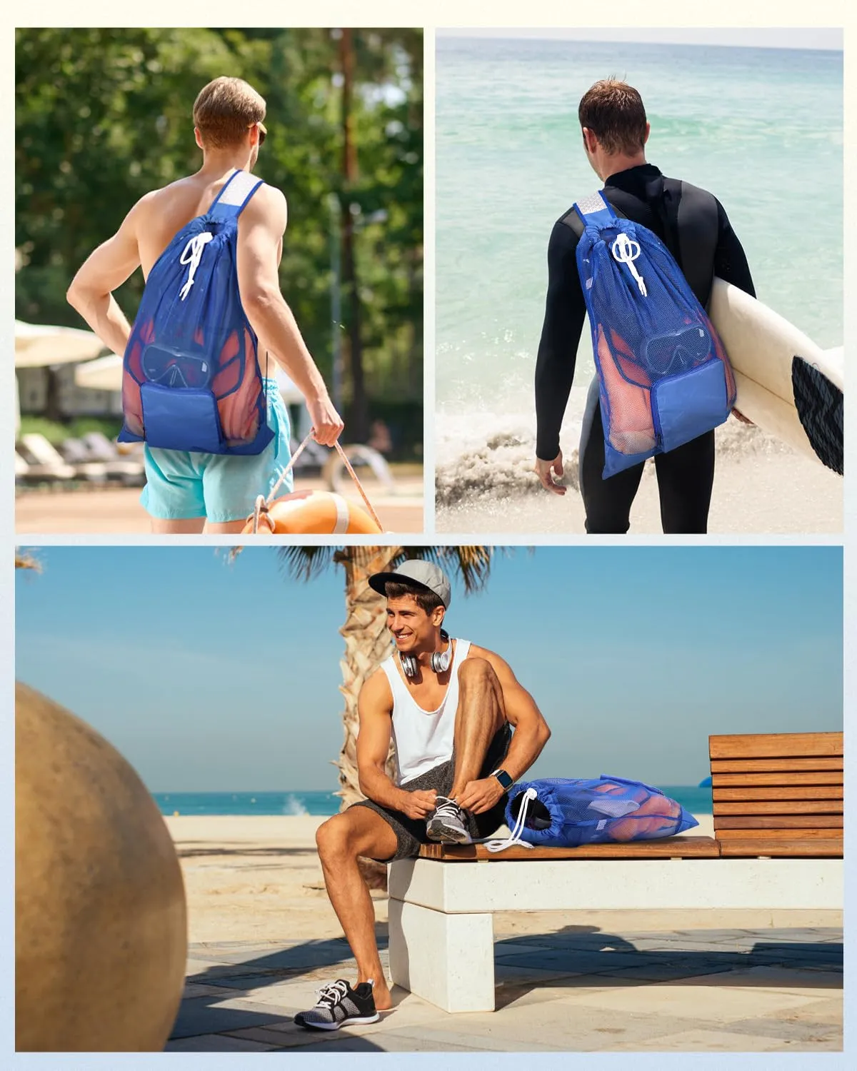 WANDF Foldable Swim Bag Drawstring Bag with Quick-dry Shoulder Strap