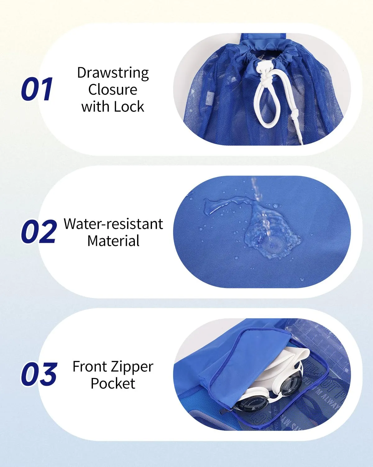 WANDF Foldable Swim Bag Drawstring Bag with Quick-dry Shoulder Strap