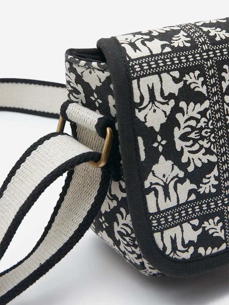 Westside Black Ethnic Pattern Sling Bag