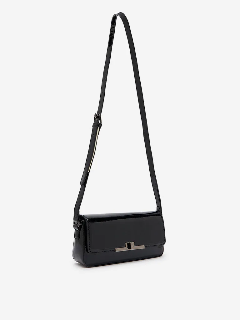 Westside Black Faux-Leather Sling Bag