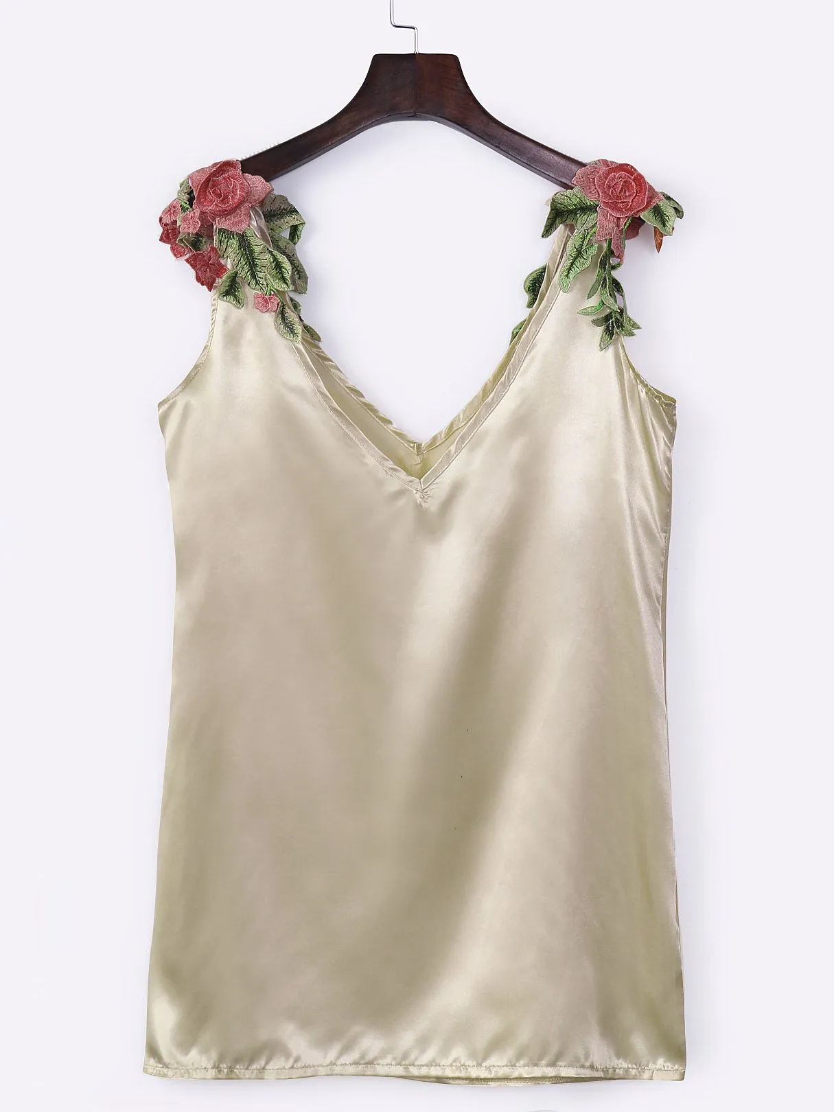 Wholesale Gold V-Neck Sleeveless Embroidered Mini Dress