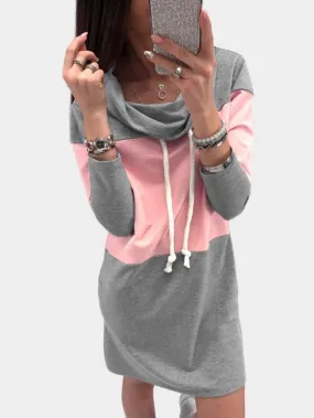 Wholesale Grey Pullover Long Sleeve Mini Dress