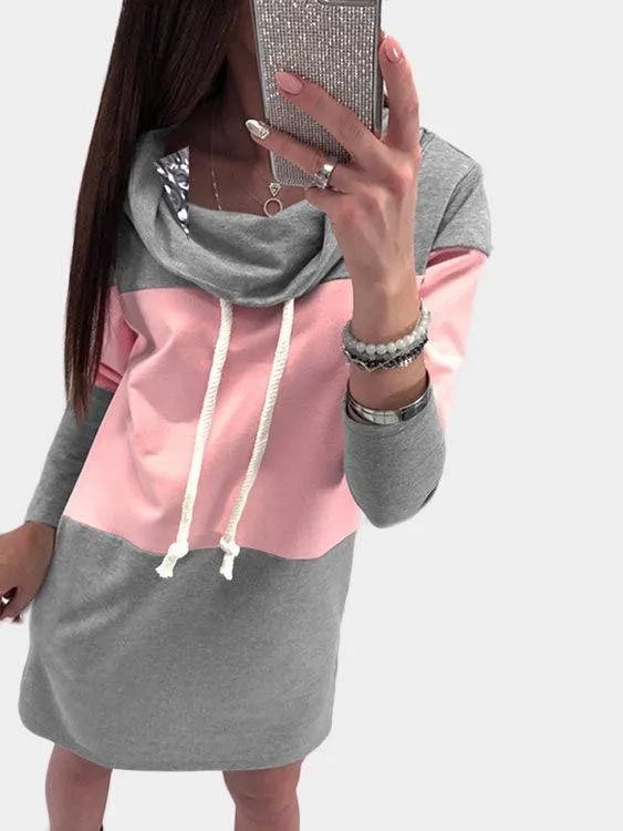 Wholesale Grey Pullover Long Sleeve Mini Dress