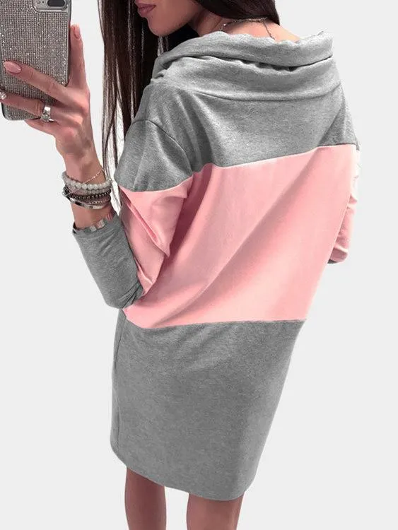 Wholesale Grey Pullover Long Sleeve Mini Dress