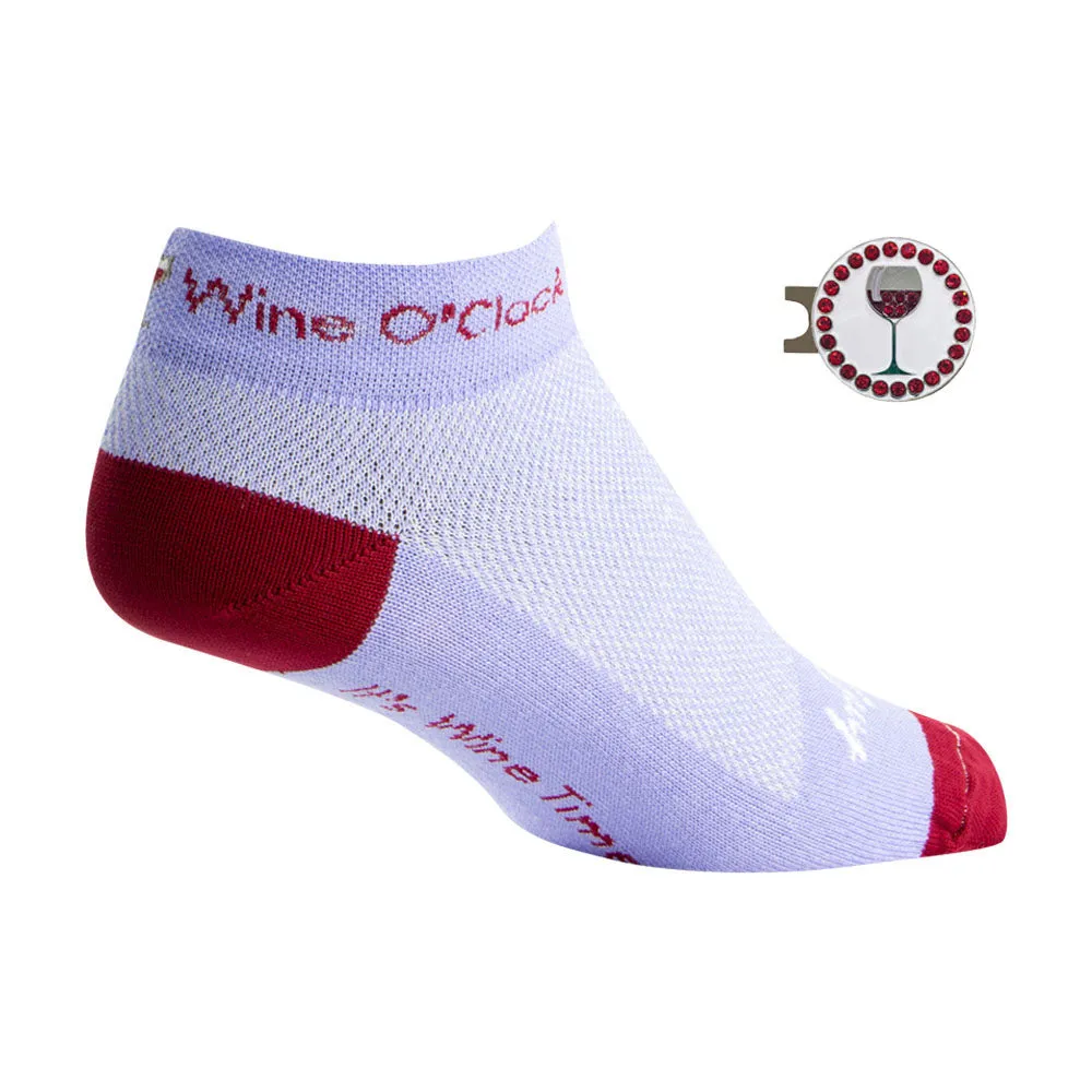 Wine O'Clock Golf Sock With Ball Marker