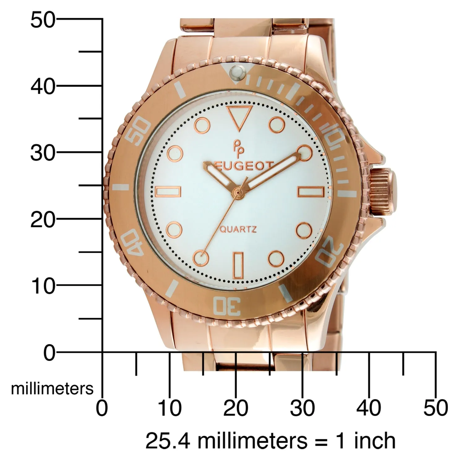 Women 36mm Sport Bezel Rose Gold Bracelet Watch