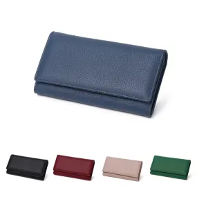 Women's genuine cowhide leather Flap design long wallet