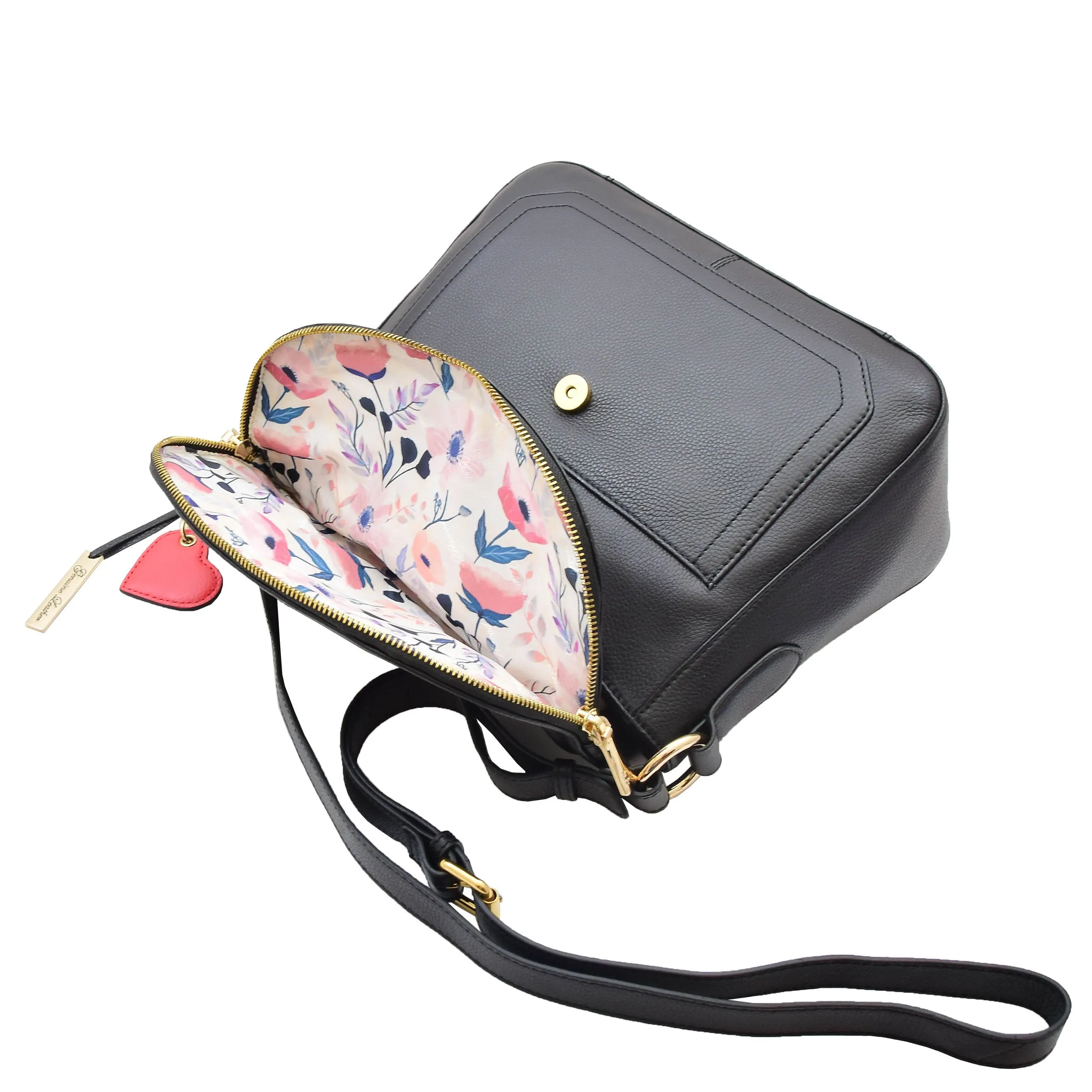 Womens Genuine Leather Crossbody Bag Work Casual Trendy Design Handbag Marielia Black