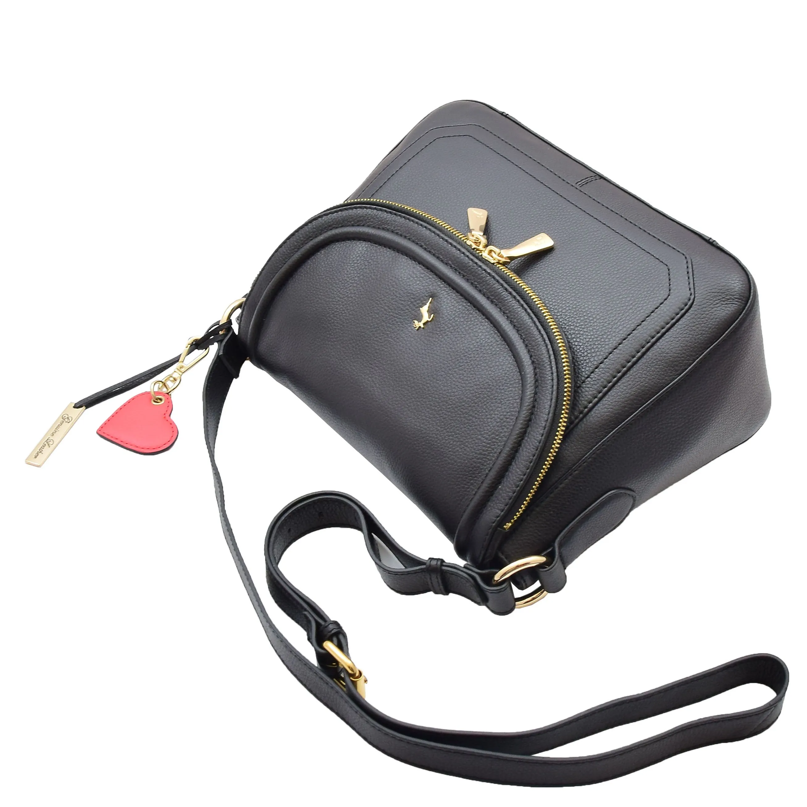 Womens Genuine Leather Crossbody Bag Work Casual Trendy Design Handbag Marielia Black