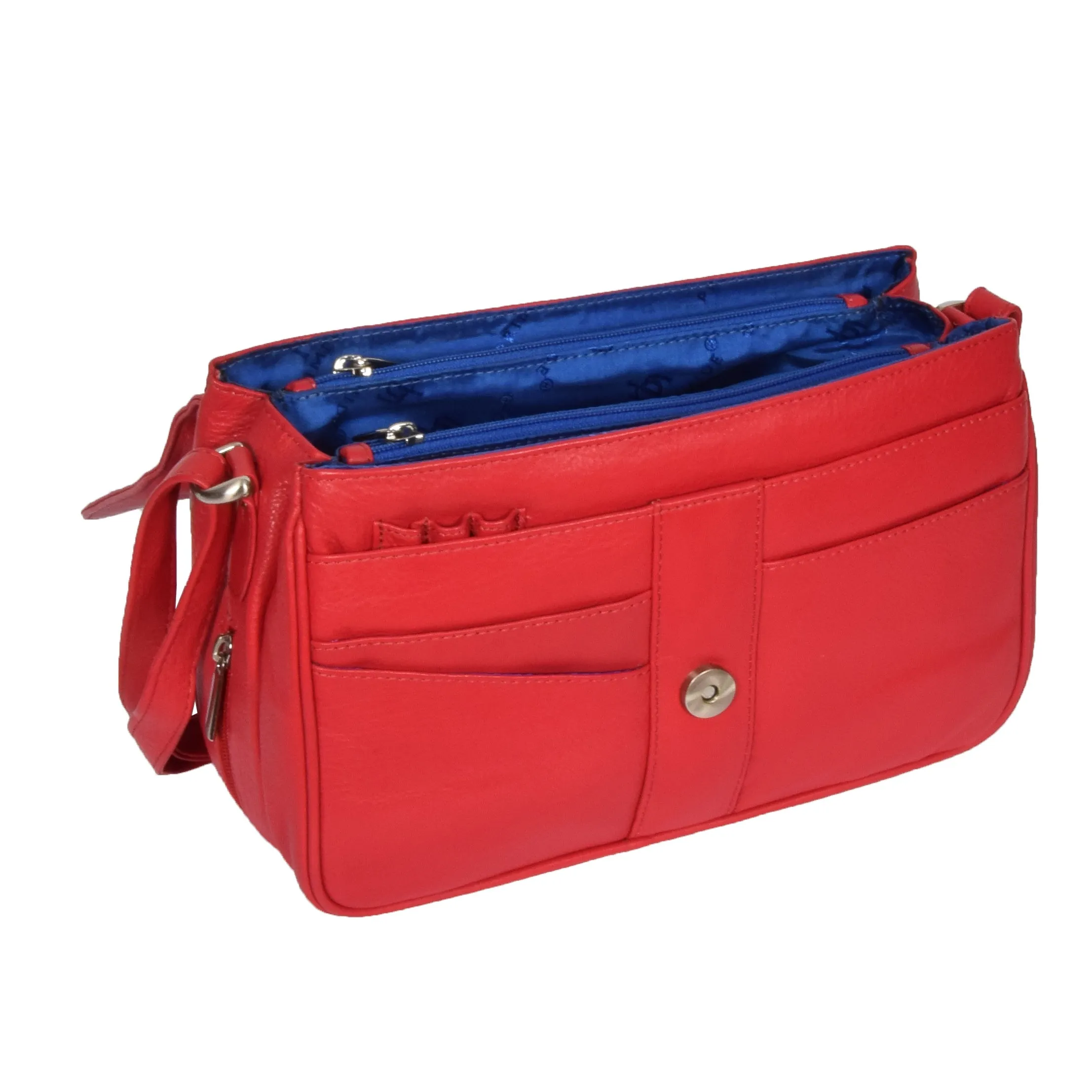 Womens Leather Classic Organiser Bag Matilda Red