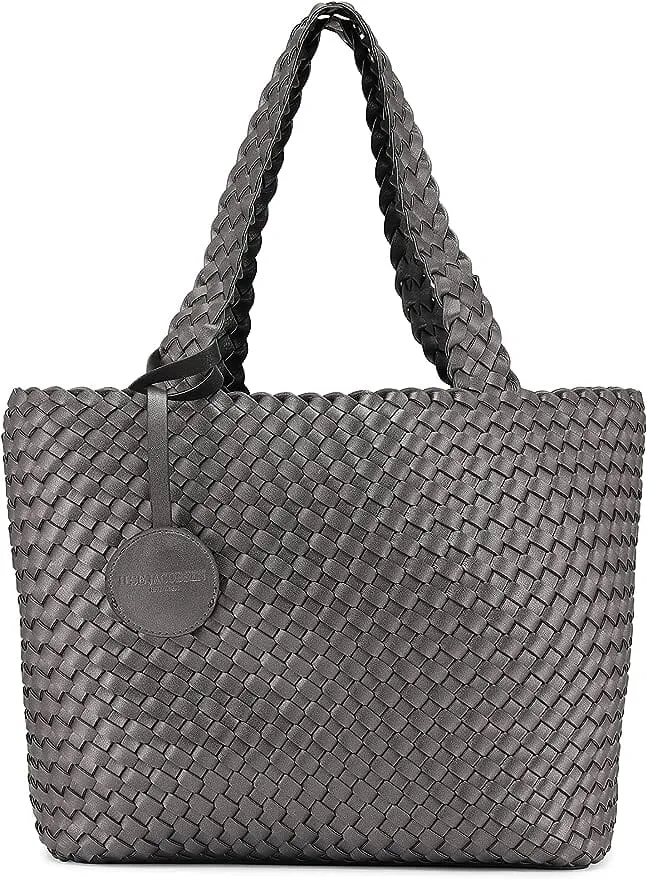 Woven Tote Bag - Black Gun Metal